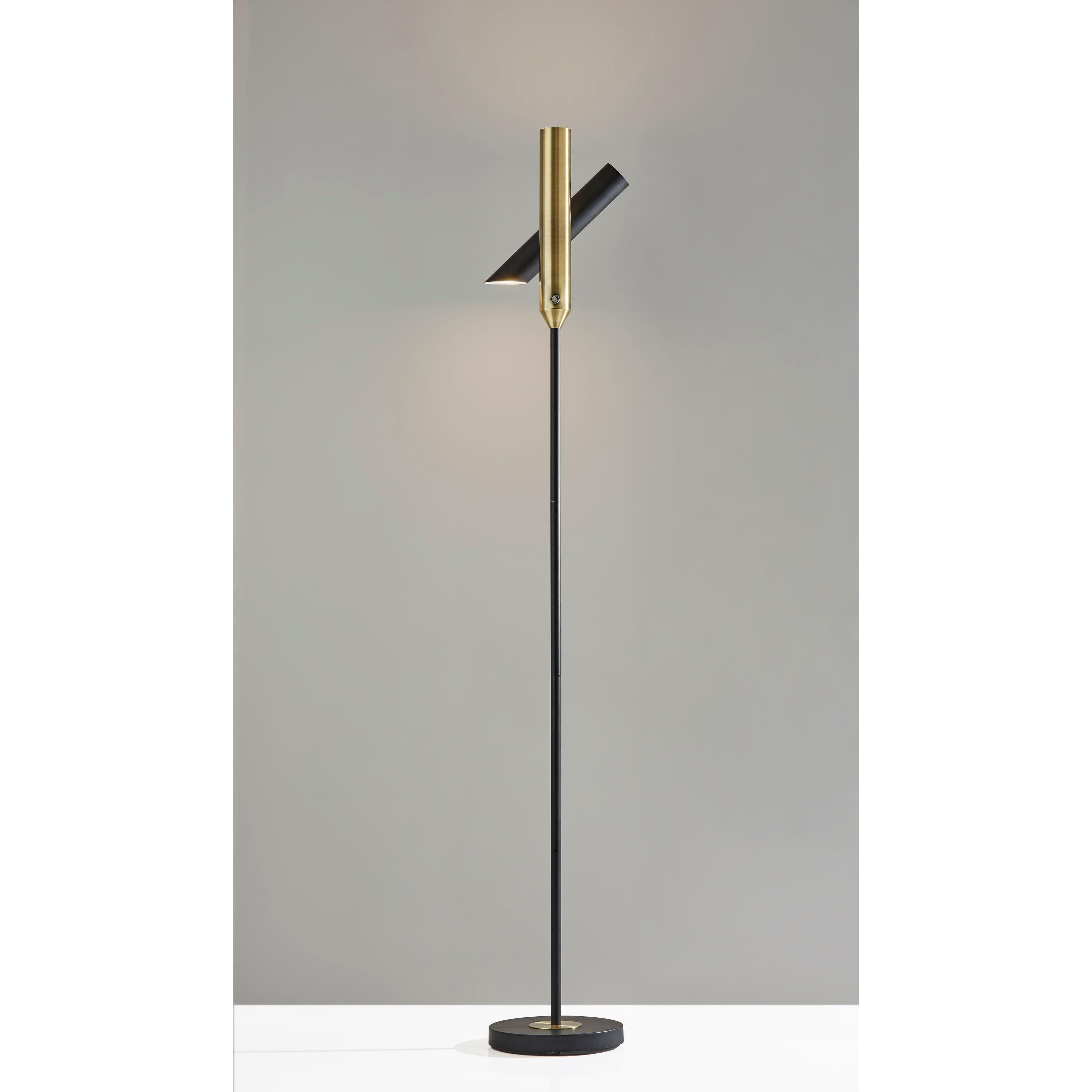 Adesso Vega Torchiere (Includes LED Light Bulb) Antique Brass: Modern Metal Floor Lamp with Touch Sensor, ETL Listed