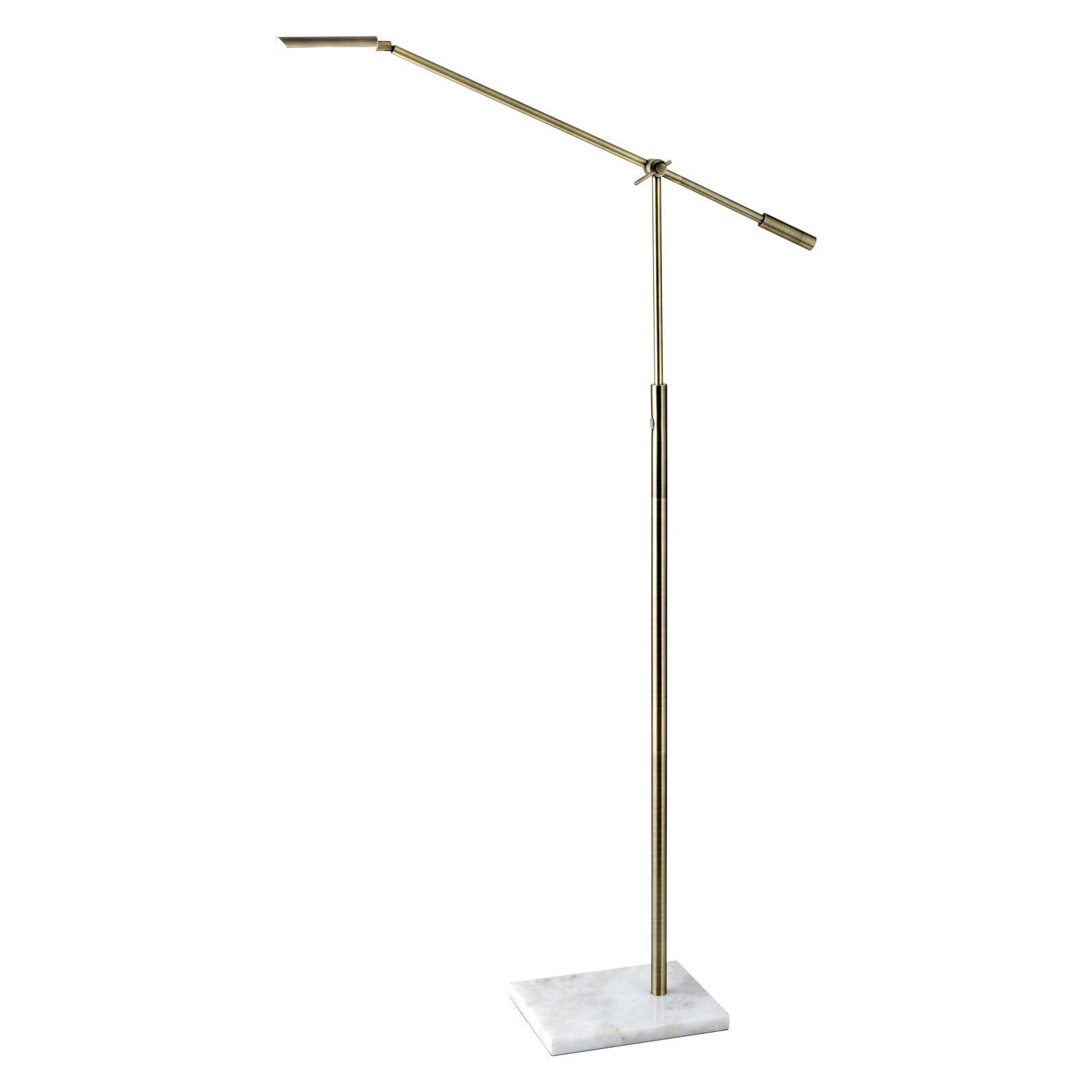 Adjustable Antique Brass and Marble LED Floor Lamp