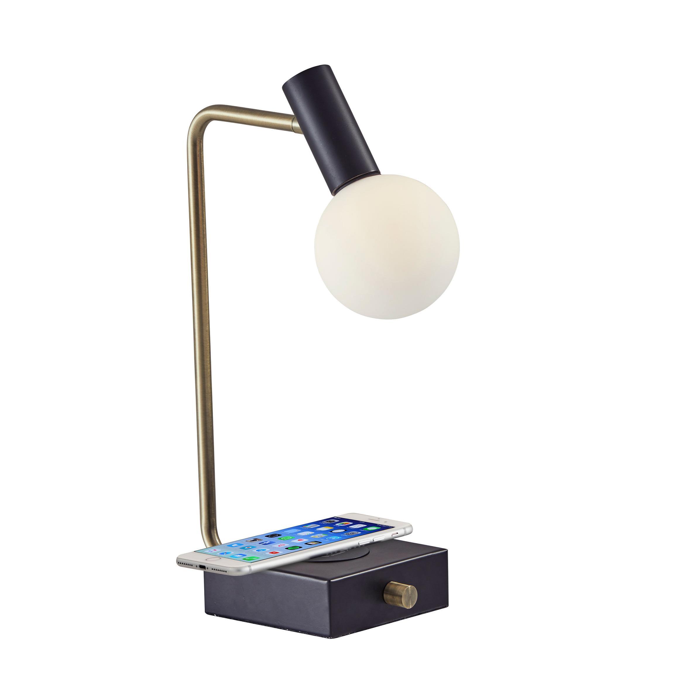 Adjustable Black Metal LED Desk Lamp with Wireless Charging