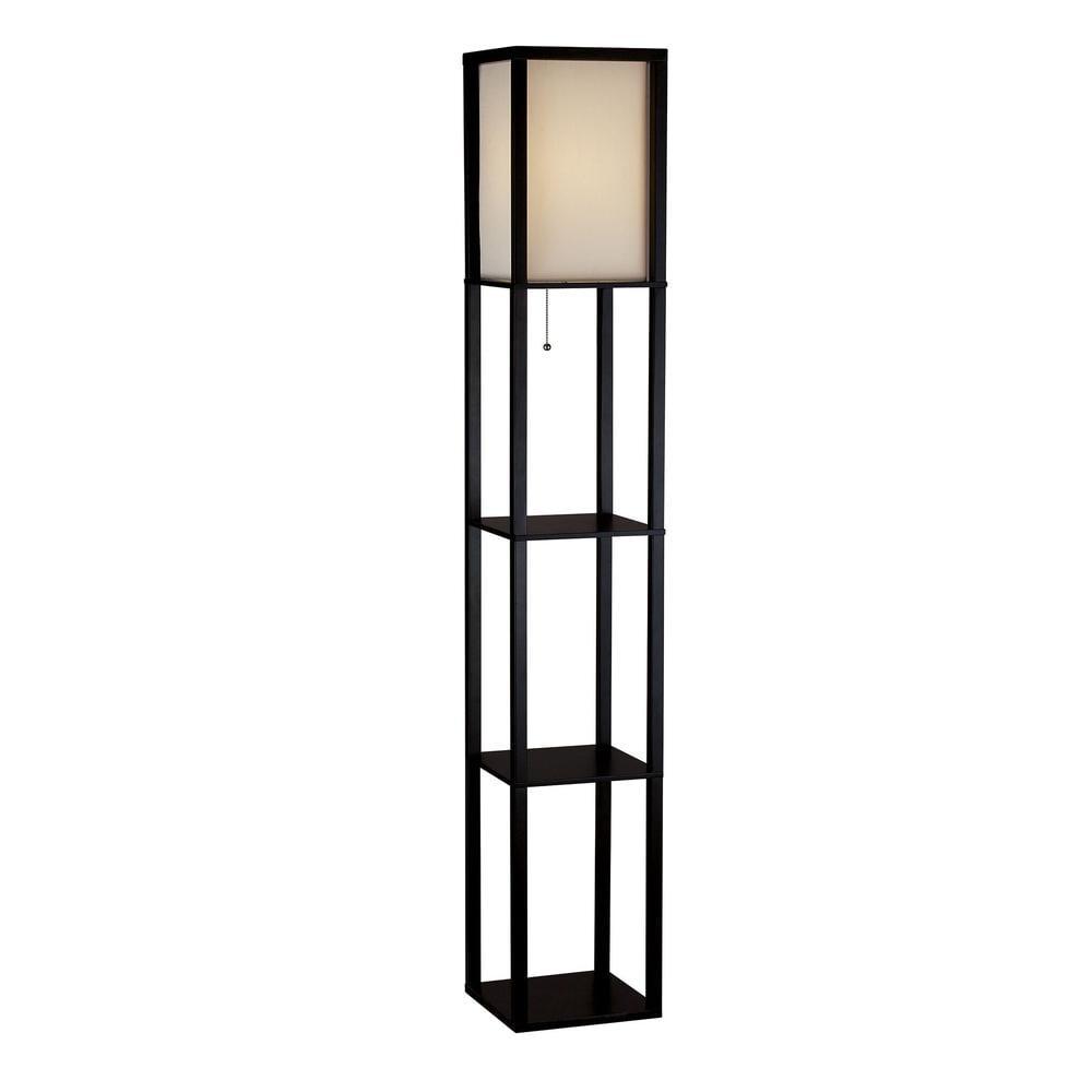 63" Wright Shelf Floor Lamp - Adesso: Black Walnut, Pull Chain, Storage Display
