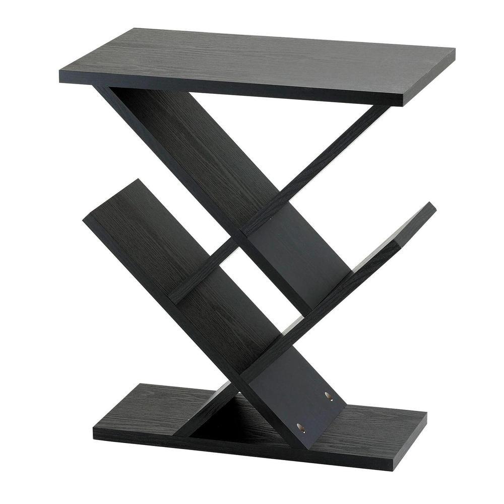 Adesso Zig Zag Accent Table Black Walnut : Mid-Century Modern, 19x12, Spot Clean, No Tools Assembly
