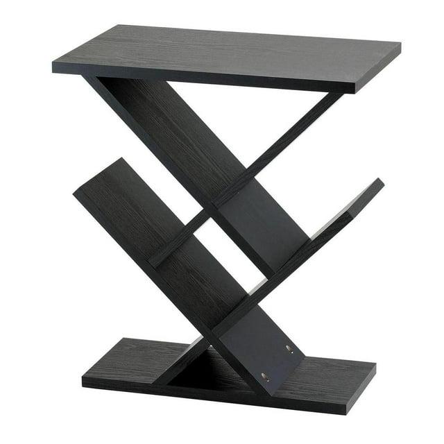 Adesso Zig Zag Accent Table Black Walnut : Mid-Century Modern, 19x12, Spot Clean, No Tools Assembly