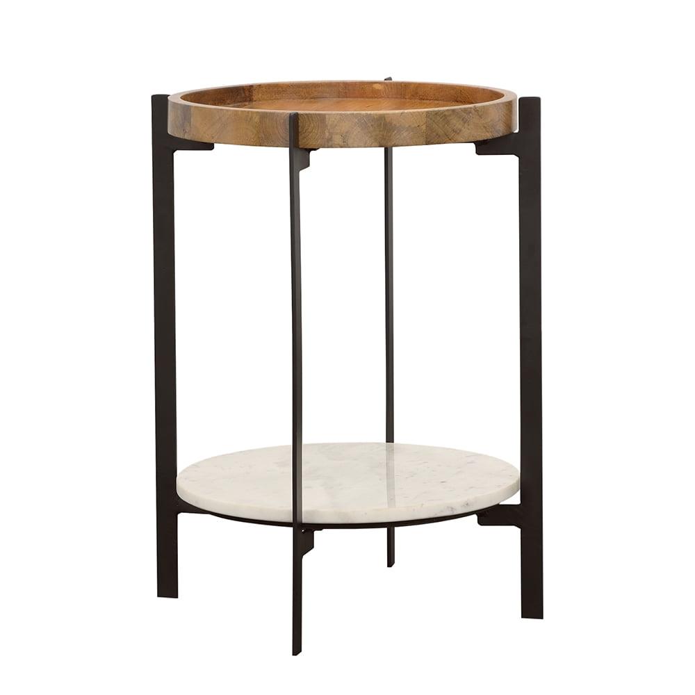 Adhvik 23.5'' Transitional Round Accent Table in Black and Natural