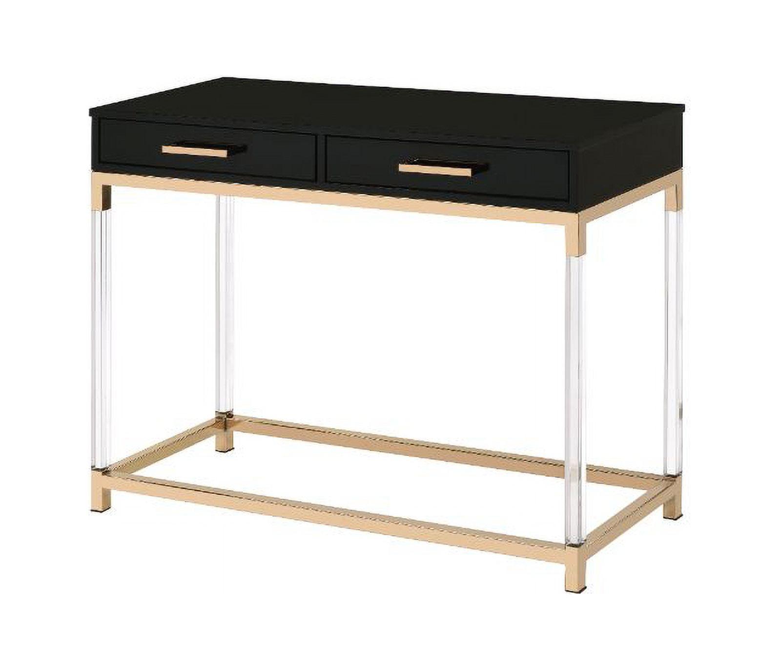 Adiel Black and Gold Console Table with Acrylic Legs and Storage