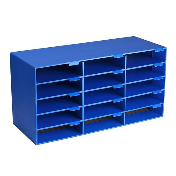 AdirOffice Cardboard Classroom Mailbox, and Office Mail Organizer with Name Slots, (15 Slot, Blue)