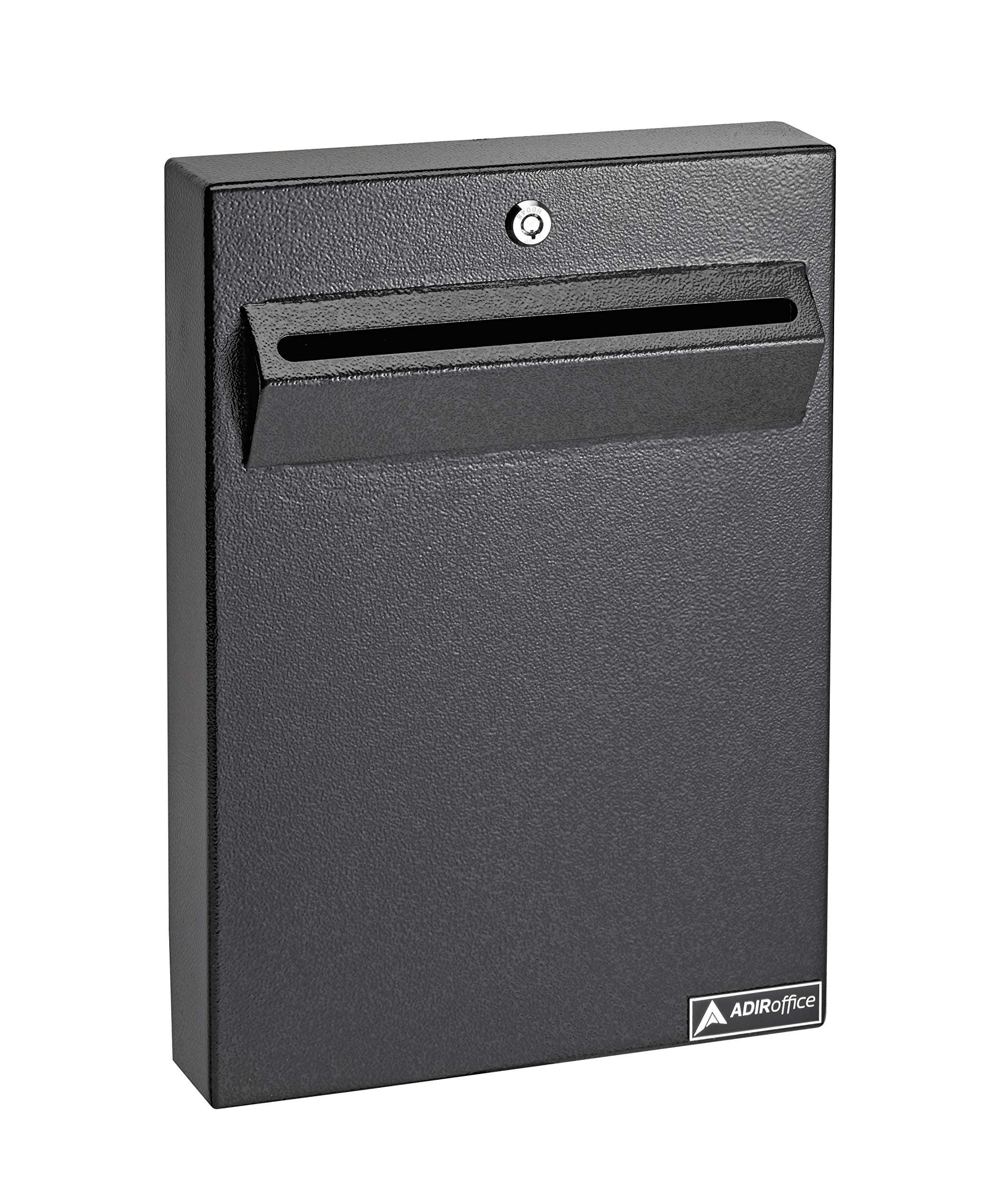 AdirOffice Metal Locking Mailbox with Post Outdoor, Mailboxes for Outside Wall Mount Large with Key Lock, Black