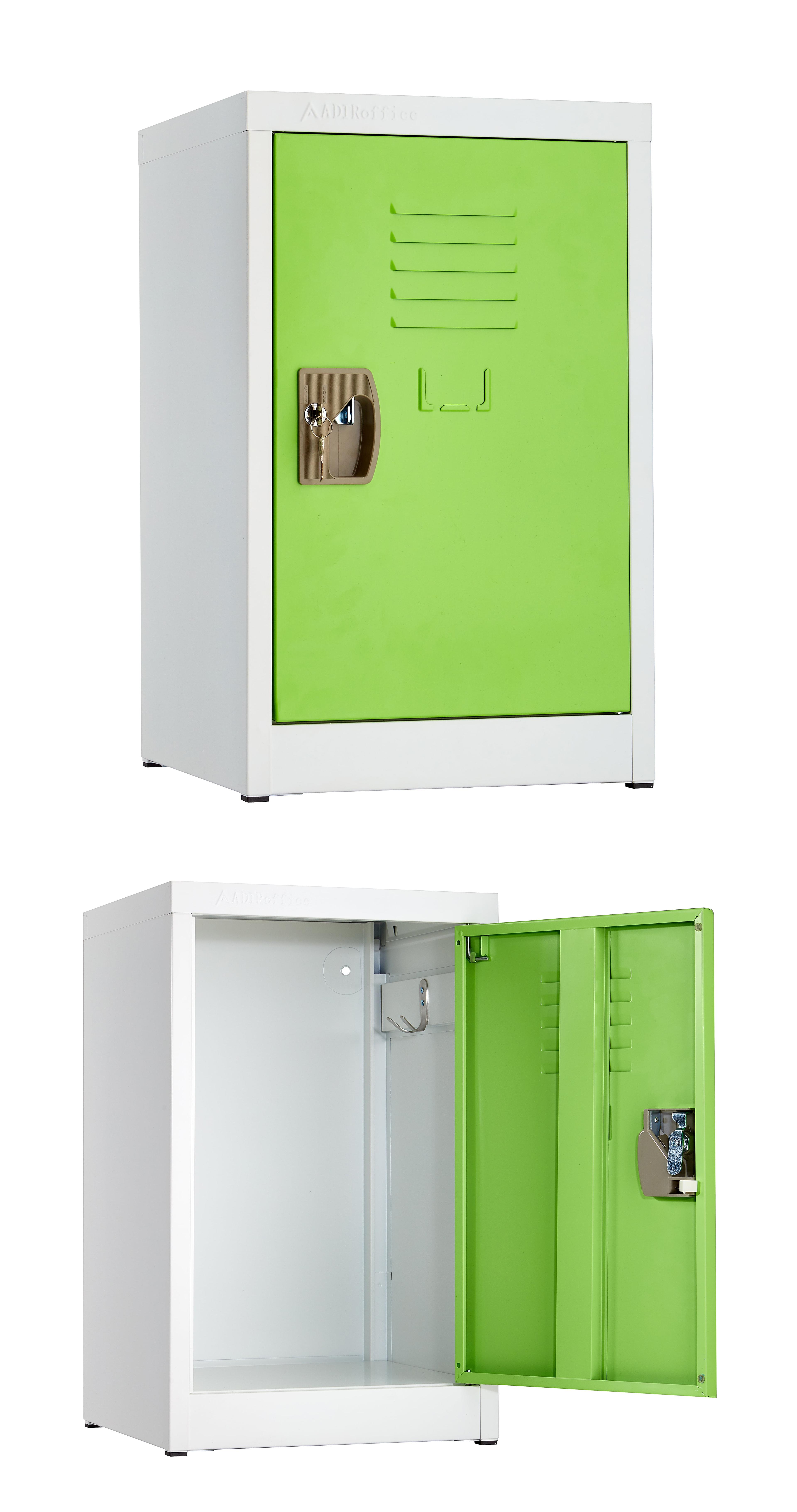 Green and Off-White Steel 24" Freestanding Locker with Key Lock