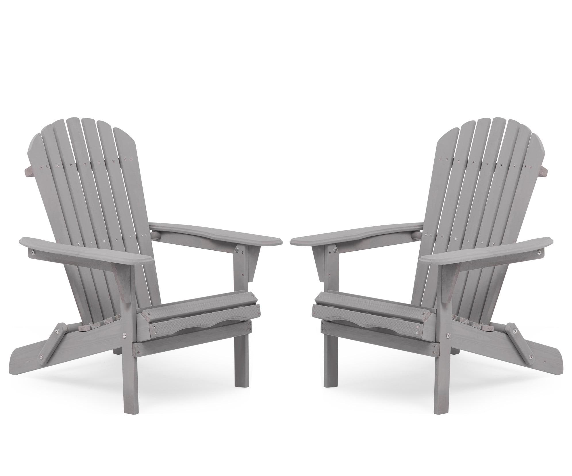 Triple Tree Wood Adirondack Folding Chairs - Set of 2, Gray