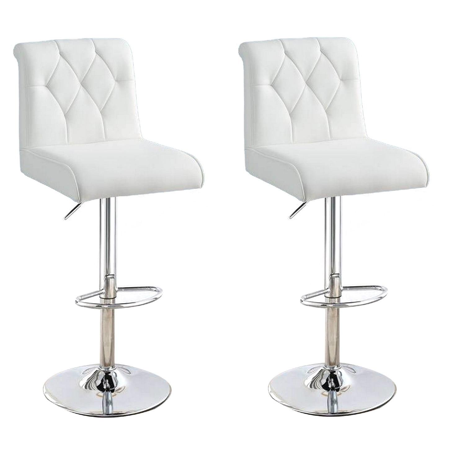 16 x 21 x 38-44 in. Adjustable Height & Swivel Barstool in White Faux Leather - Set of 2