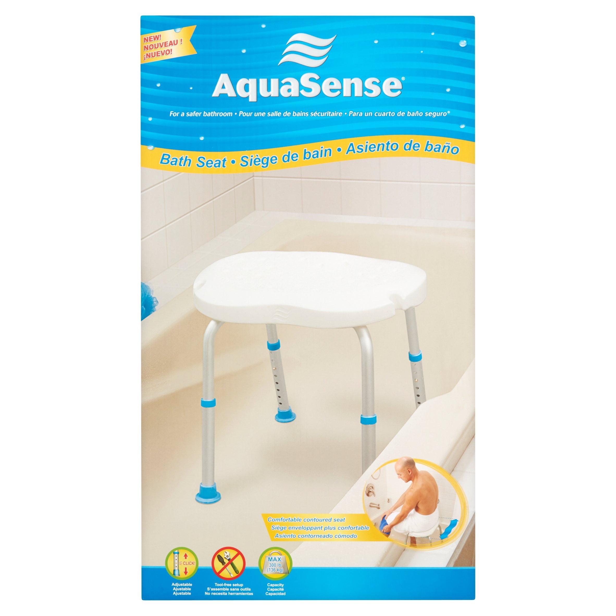 AquaSense Adjustable Bath and Shower Chair with Non-Slip Seat, White