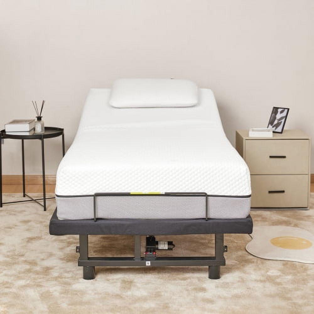 Twin Adjustable Metal Bed Frame with Drawer and Wireless Remote