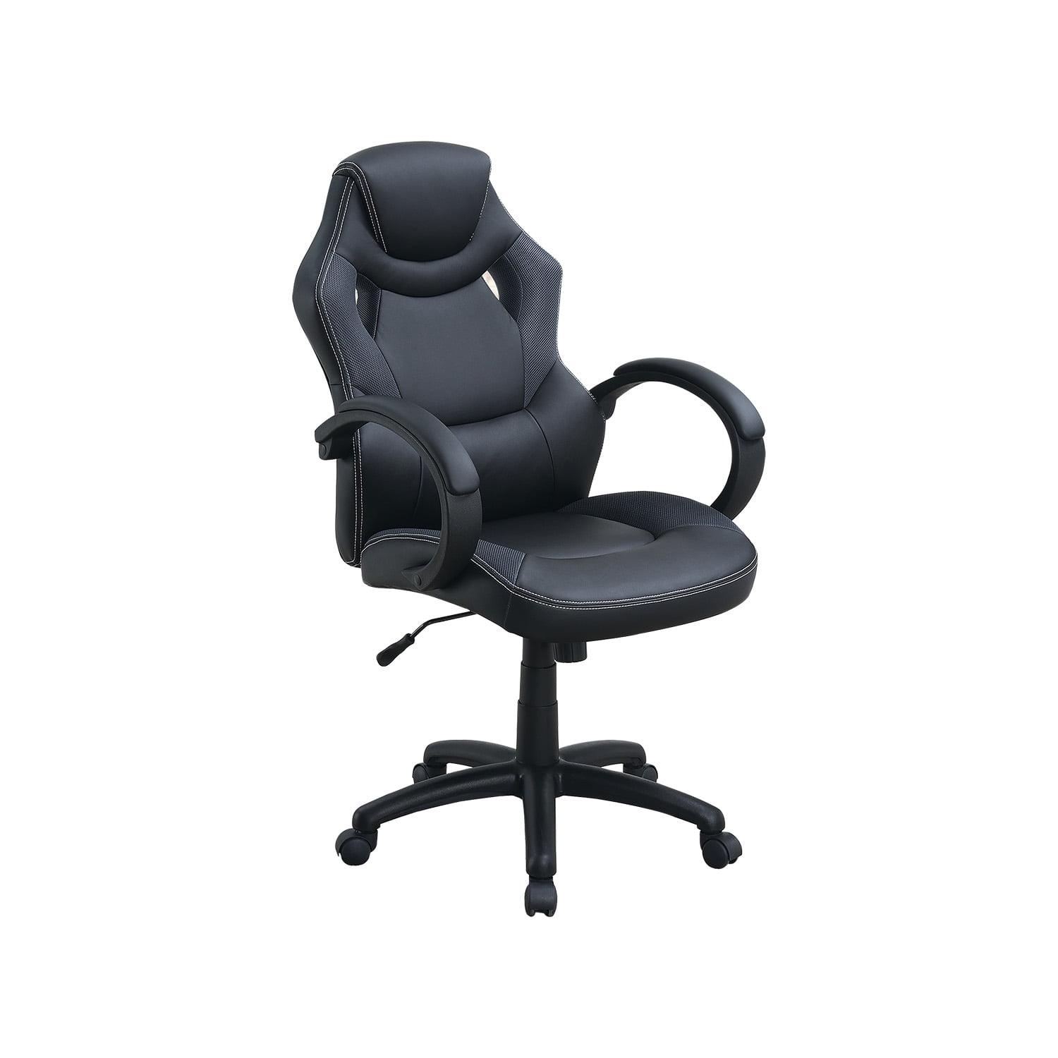 ErgoExec High-Back Black Leather Swivel Executive Chair with Adjustable Arms