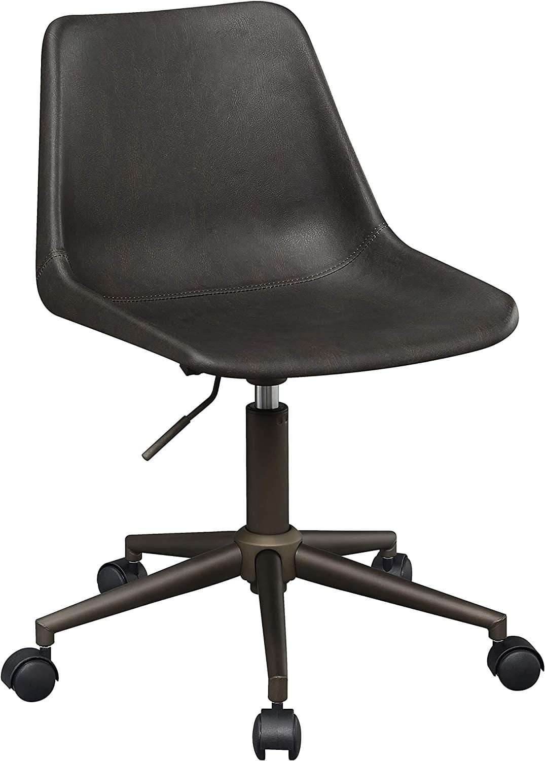 Contemporary Brown Fabric and Rustic Taupe Metal Desk Chair