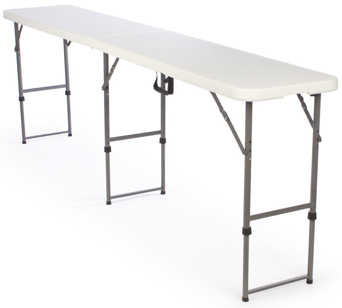 Speckled Gray Adjustable-Height Folding Table with Steel Legs