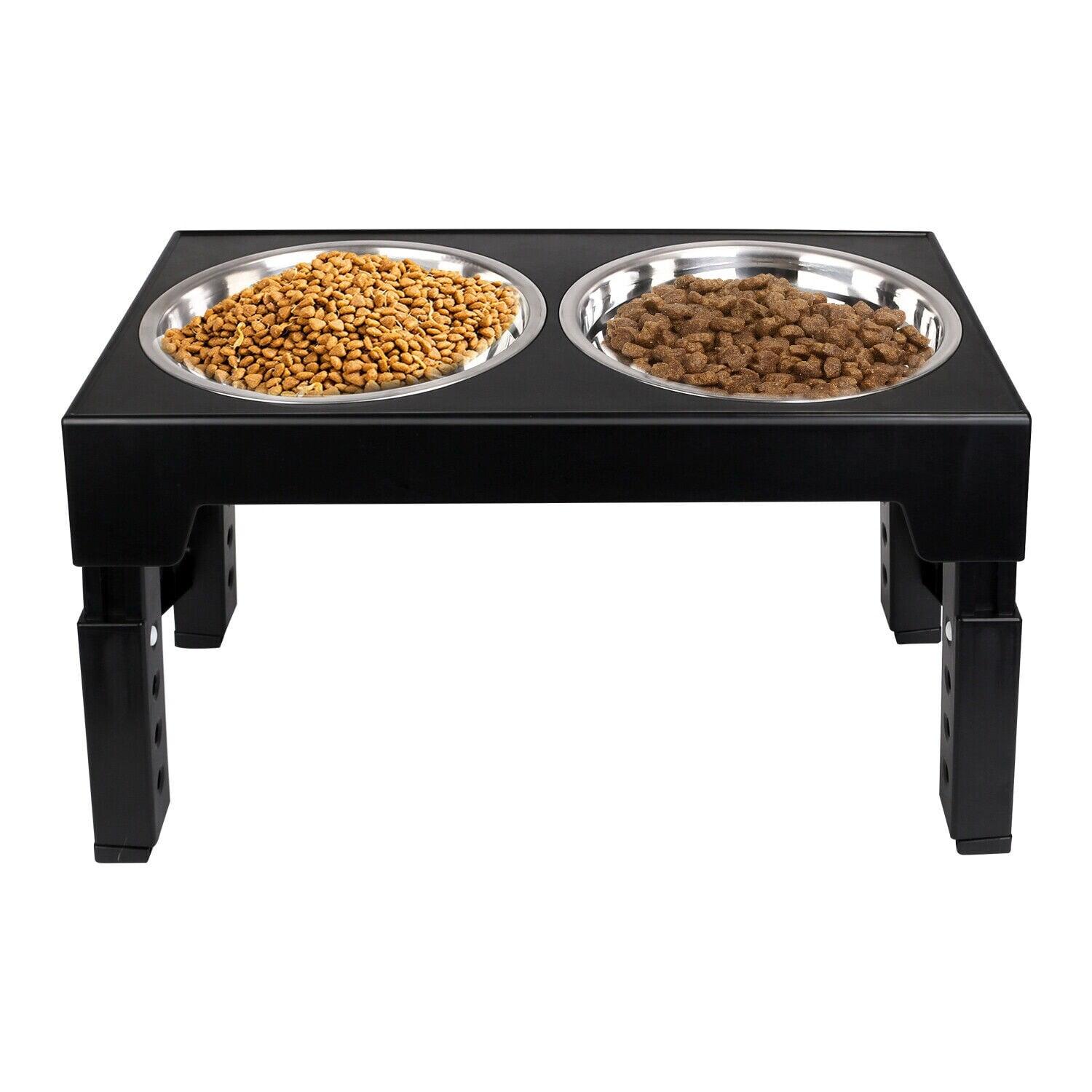 Adjustable Height Black Stainless Steel Elevated Dog Bowls