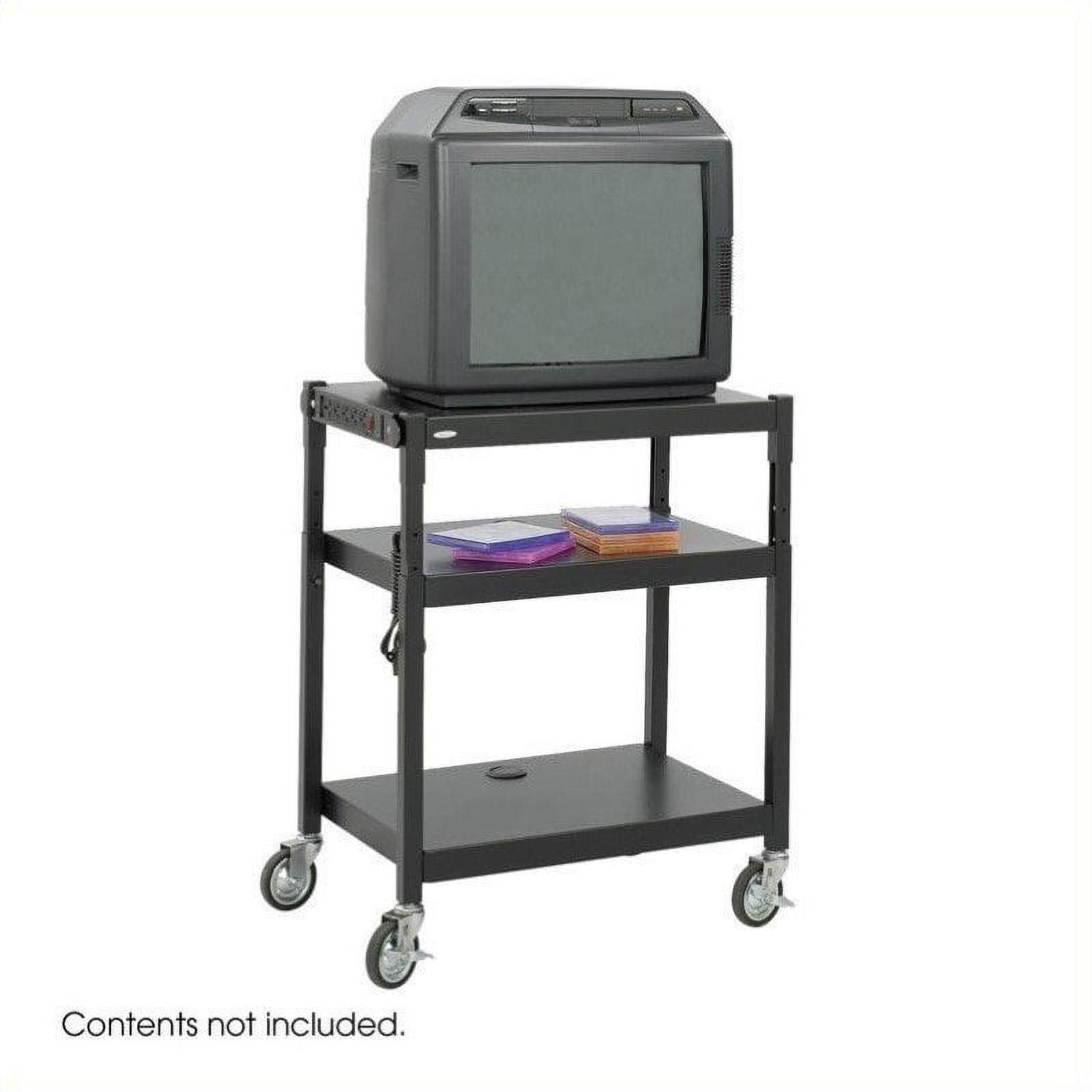 Black Adjustable Height Steel AV Cart with Shelves