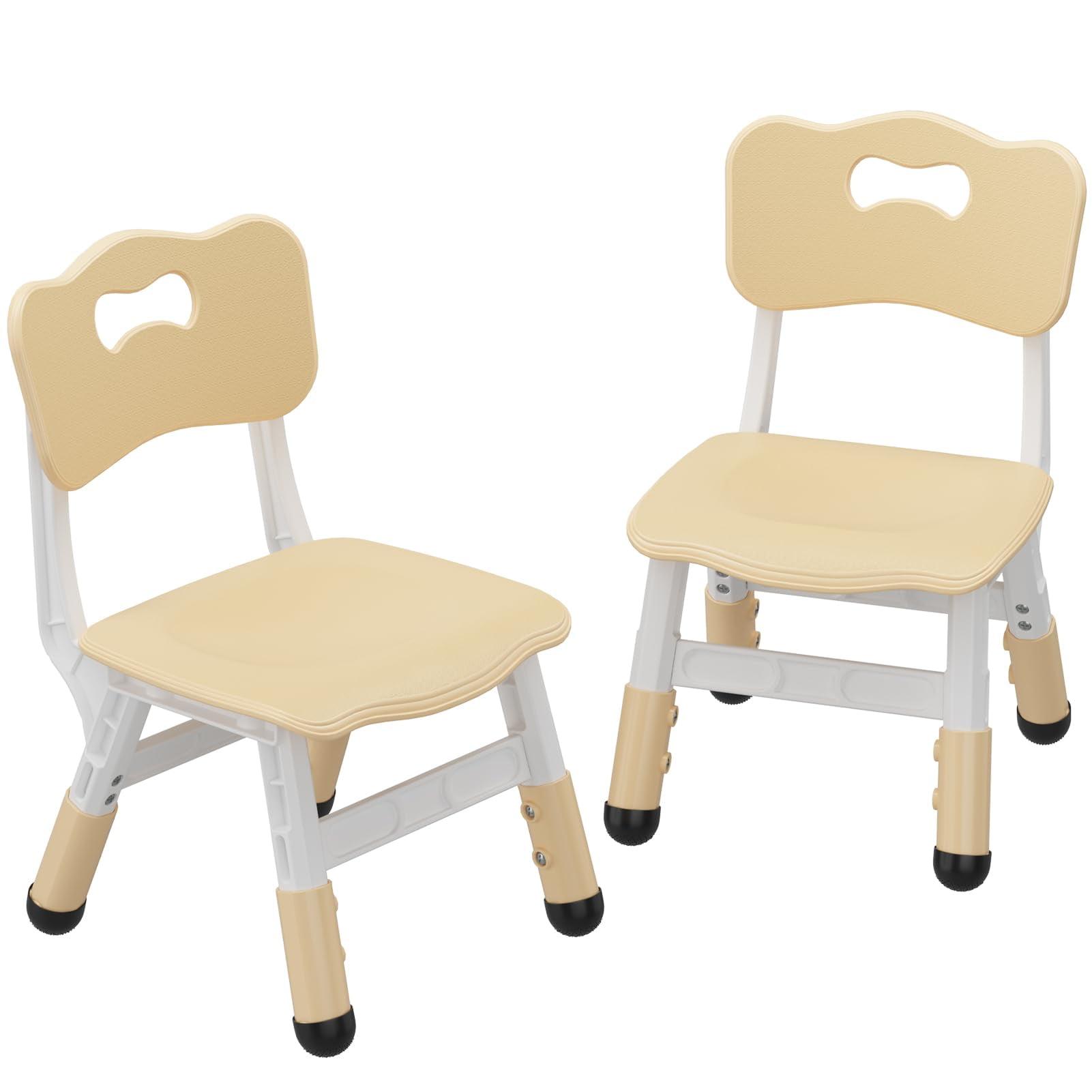 Adjustable Kids Chair (2pcs), 3 Level Height Adjustable Toddler Chair, Plastic Indoor Outdoor Child Chair for Children Age 2-8 Family School Home Daycare Use