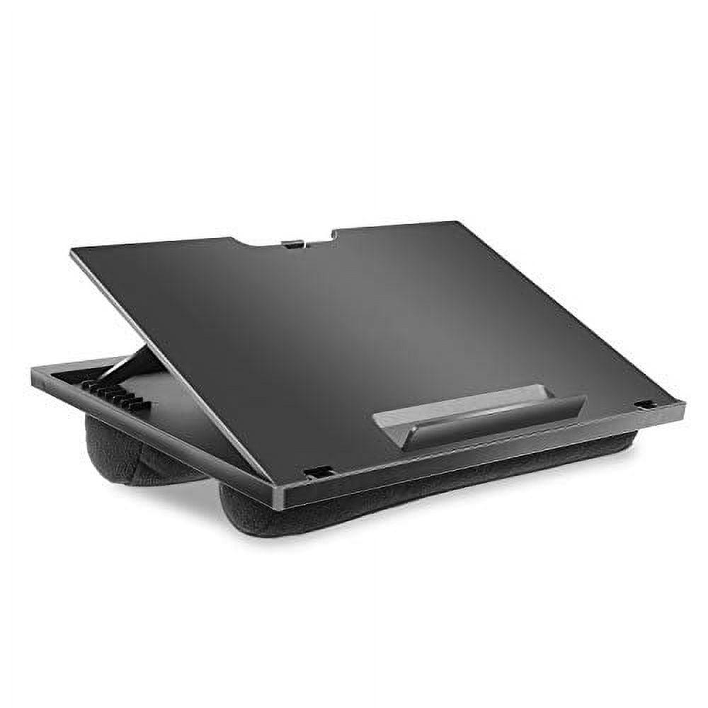 Black Adjustable Lap Desk with Dual Cushions and 8 Angles