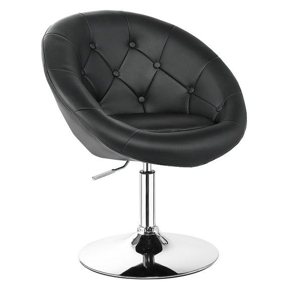 Yaheetech Height Adjustable Swivel Upholstered Round Accent Chair Barrel Chair-Black