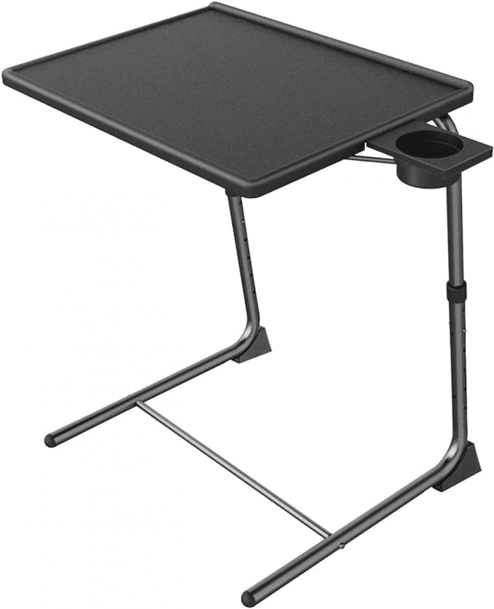 Adjustable TV Tray Table,Comfortable Folding Table with 6 Height & 3 Tilt Angle,Portable Laptop Table,Dinner Tray Sofa Desk for Home Office,Black