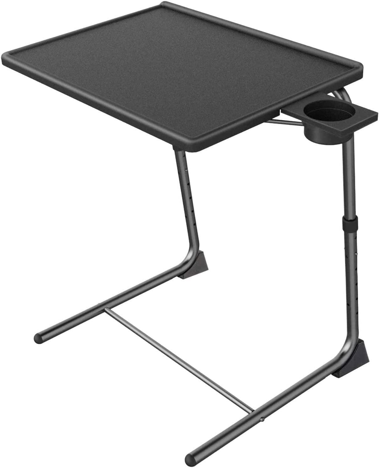 Sleek Modern Black Folding TV Tray Table with Adjustable Height