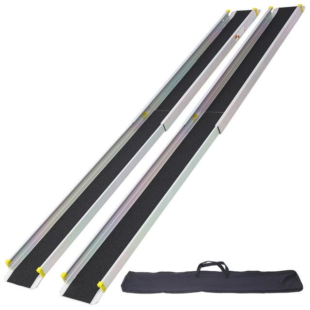 Adjustable Telescoping Wheelchair Ramps 48"-84" Extension Non-Skid Surface Safe & Convenient Access Solution for Vans, Curbs & Steps