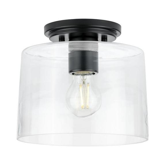 Progress Lighting, Adley Collection, 1-Light Flush Mount, Matte Black, Clear Glass Shade