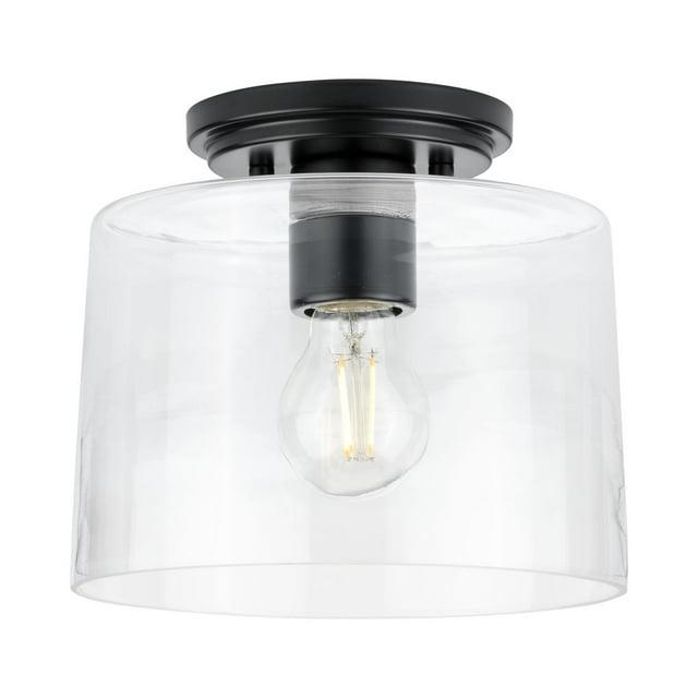 Progress Lighting, Adley Collection, 1-Light Flush Mount, Matte Black, Clear Glass Shade