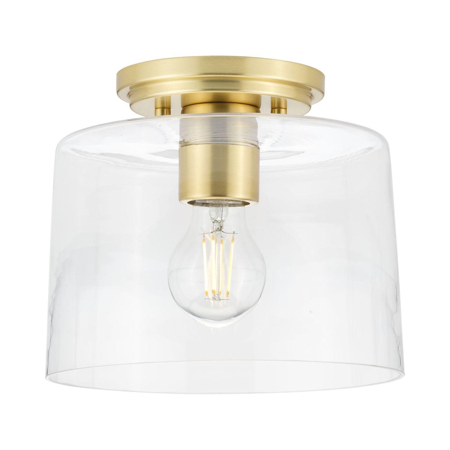 Progress Lighting, Adley Collection, 1-Light Flush Mount, Satin Brass, Clear Glass Shade