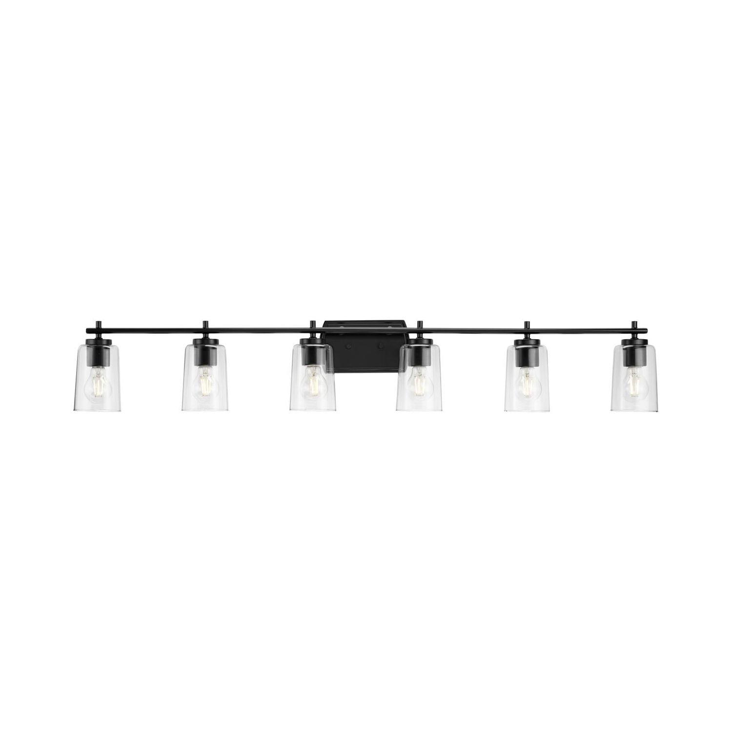 Progress Lighting Adley 6-Light Vanity Light, Matte Black, Clear Glass Shades