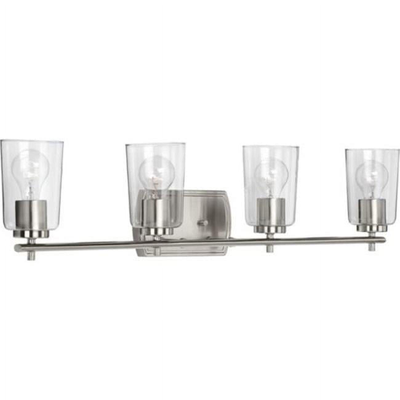 Progress Lighting Adley 3-Light Bath Vanity in Brushed Nickel with Clear Glass Shades