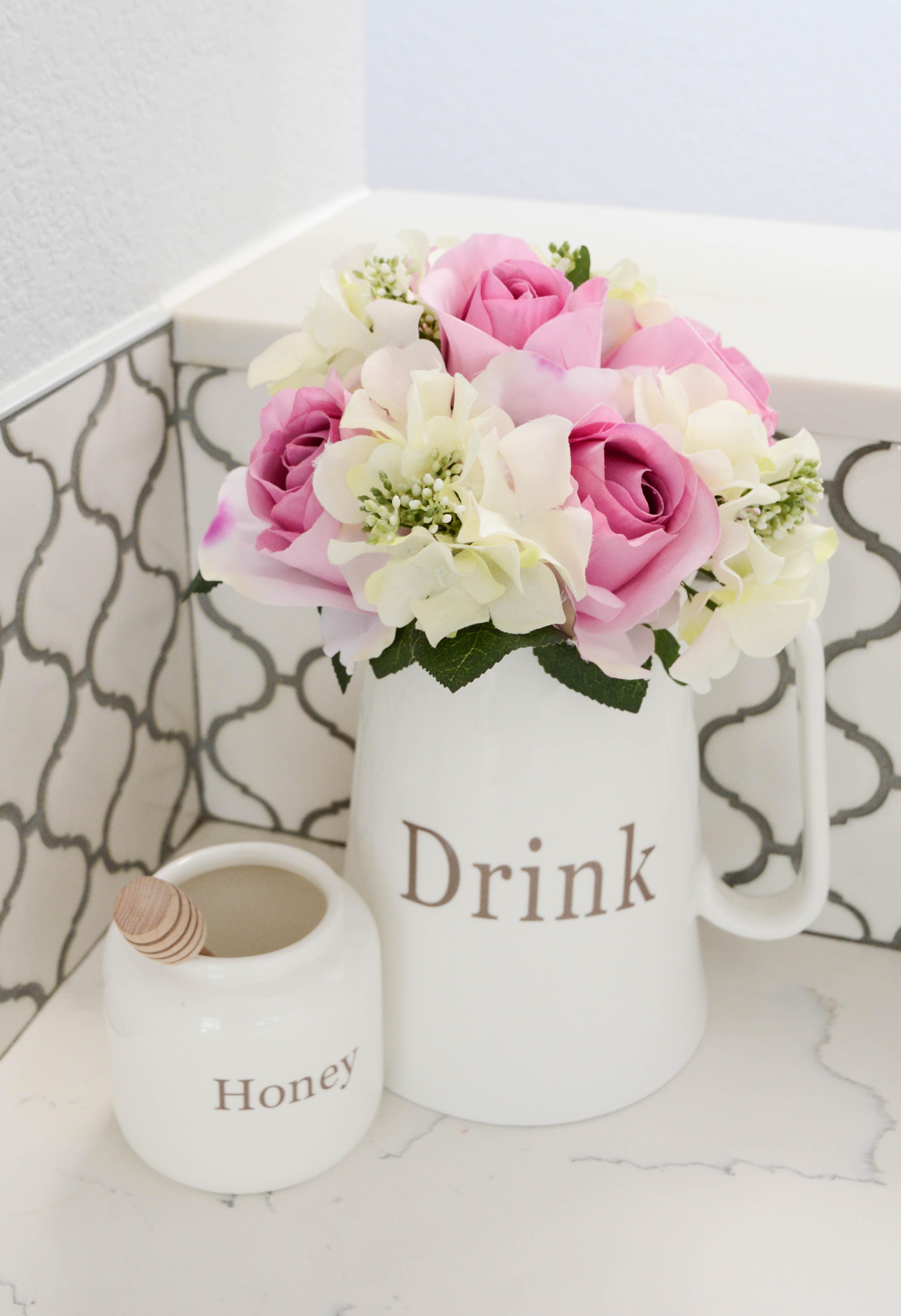 Admired By Nature 9 Stems Artificial Rose Hydrangea Mixed Bouquet, Lavender/Cream