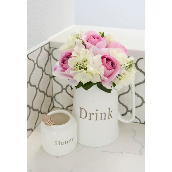 Admired By Nature 9 Stems Artificial Rose Hydrangea Mixed Bouquet, Lavender/Cream