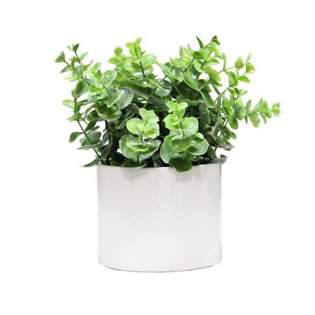 Lifelike Eucalyptus Greenery in White Ceramic Pot - Tabletop Decor