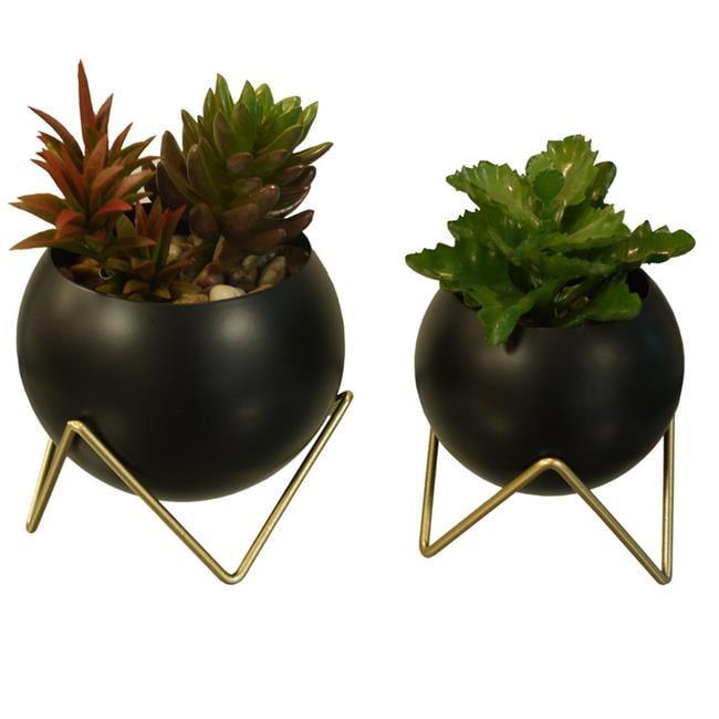 Admired by Nature  Spherical Planter, Gold & Black - Set of 2