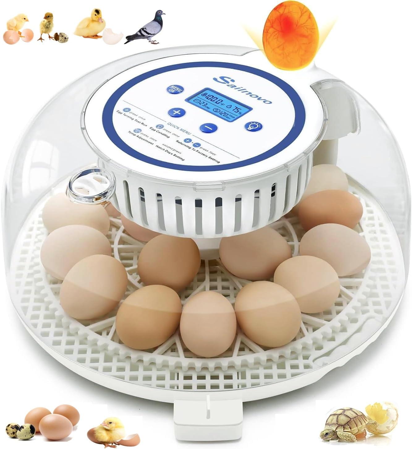 Adnoom 18 Egg Incubator for Chicken,Incubators for Hatching Eggs with Automatic Egg Turning and Humidity Control, Egg Candler, 360° View Window for Farm Hatching