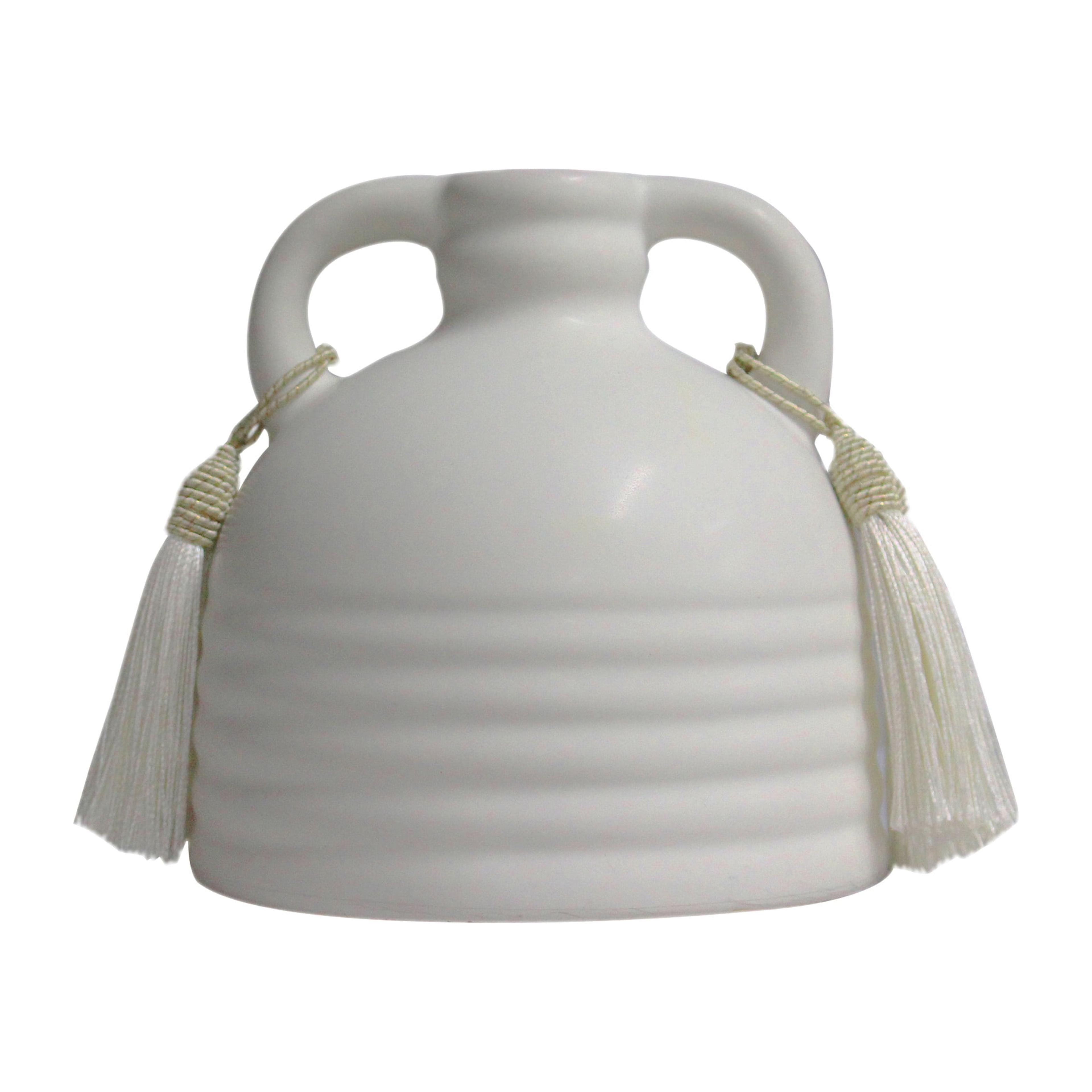 Adonis White Ceramic Vase with Tassels