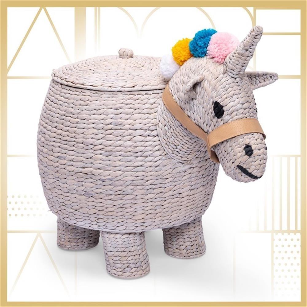 Adore Decor Unicorn Laundry Hamper, Child & Pet Safe Toy Basket or Baby Shower Gift, Light Gray