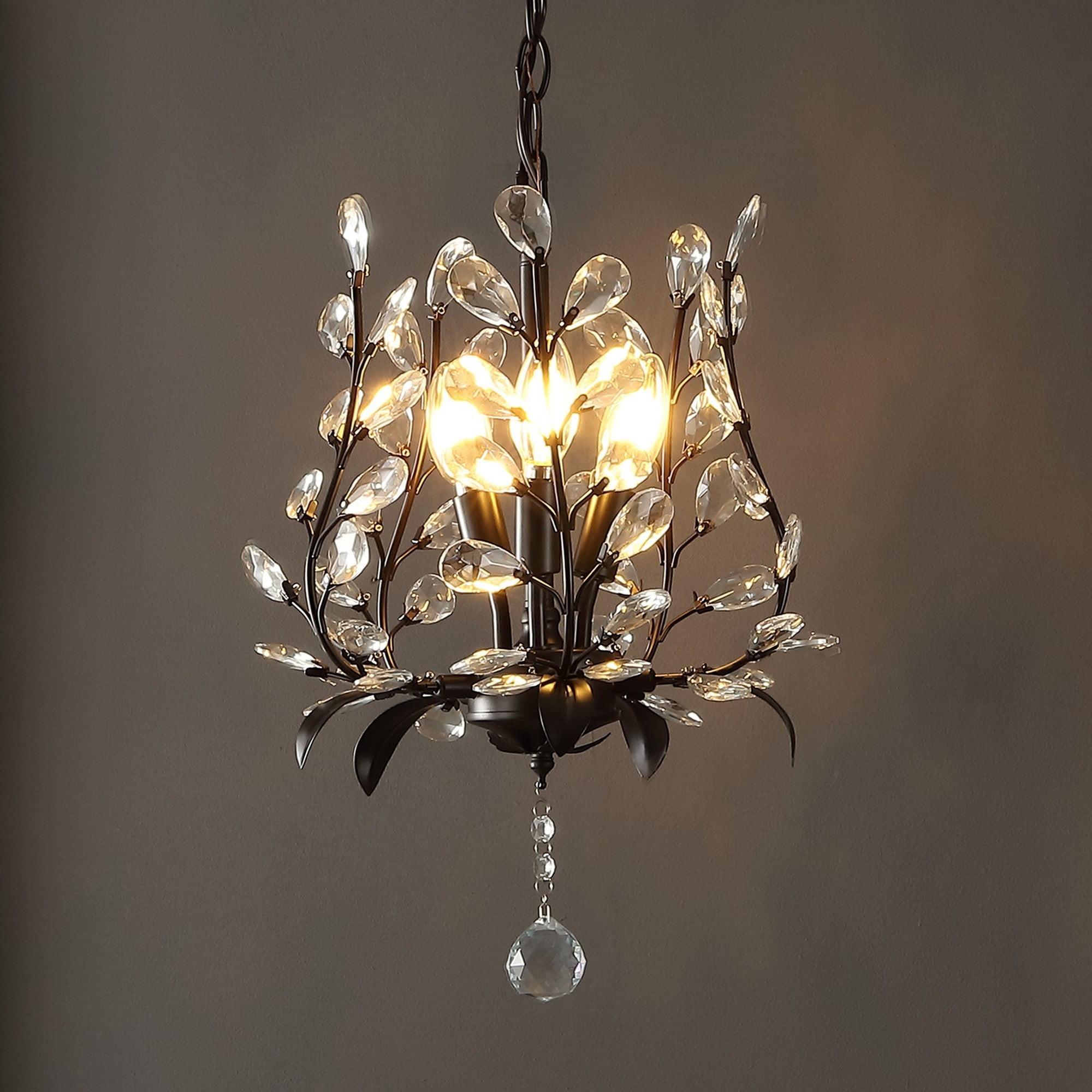 Adoria 12" Oil-Rubbed Bronze Bohemian LED Pendant with Crystal Accents