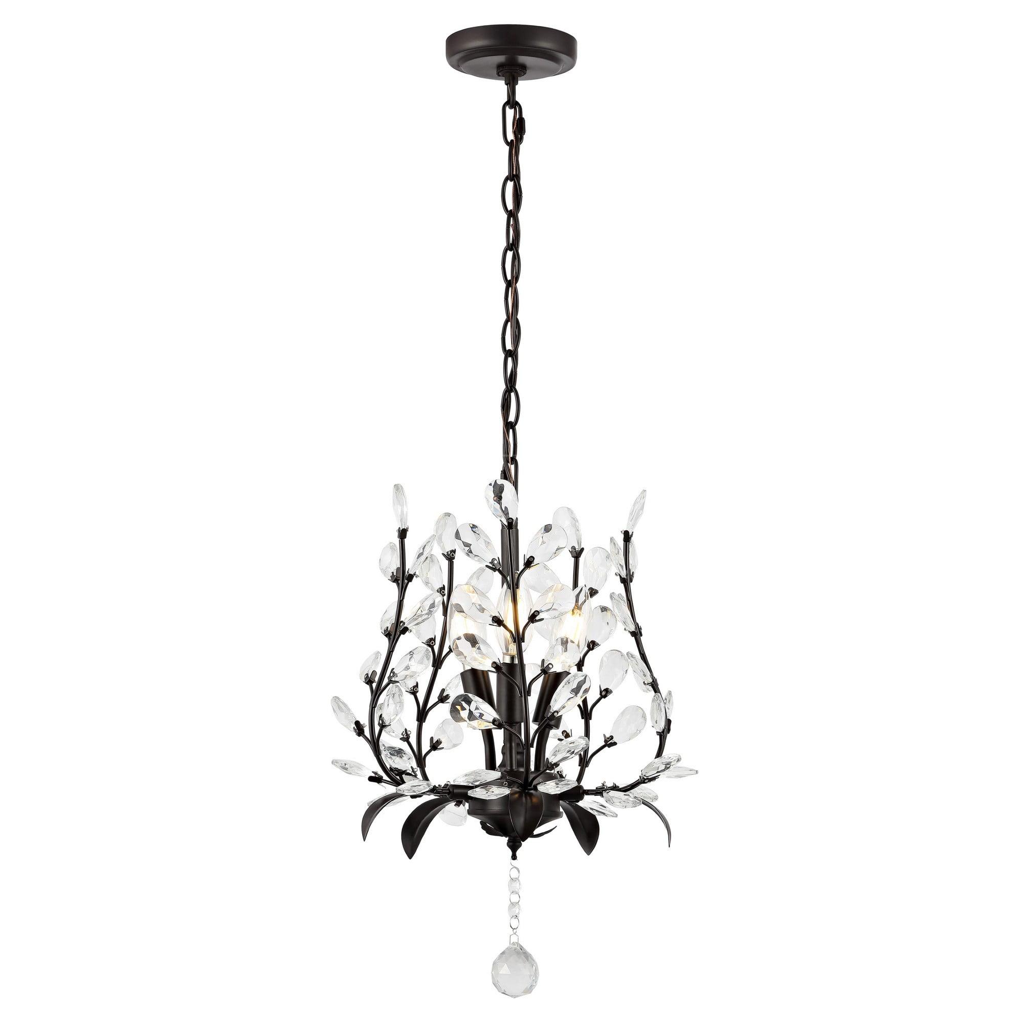 Adoria 12" Oil-Rubbed Bronze Bohemian LED Pendant with Crystal Accents