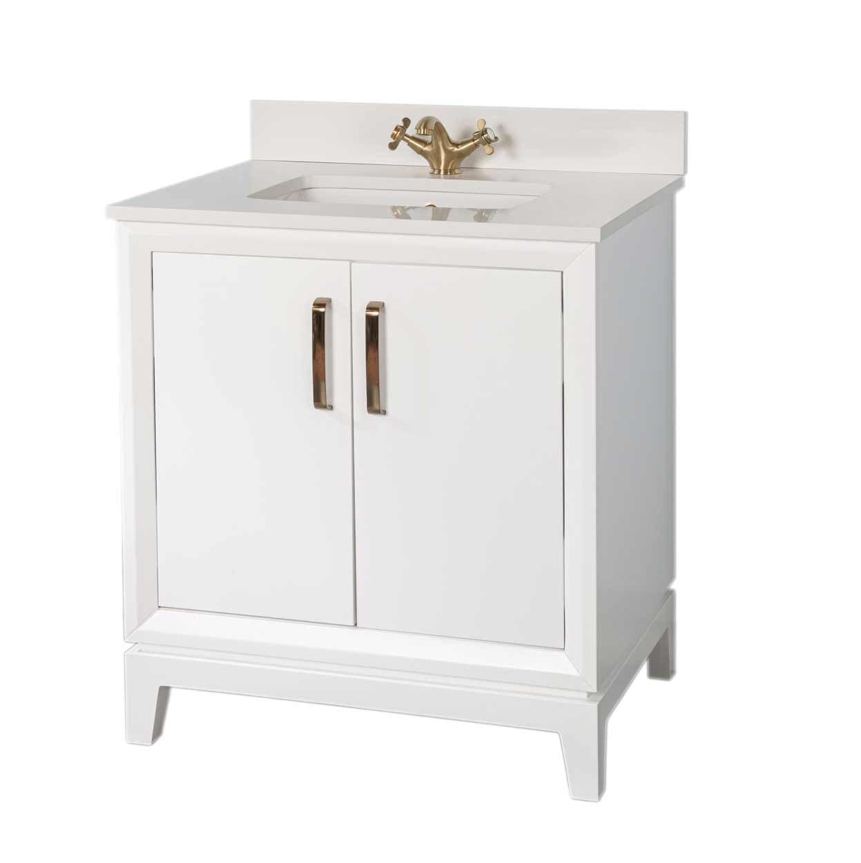 Fabia White 30" Bathroom Vanity with Quartz Countertop