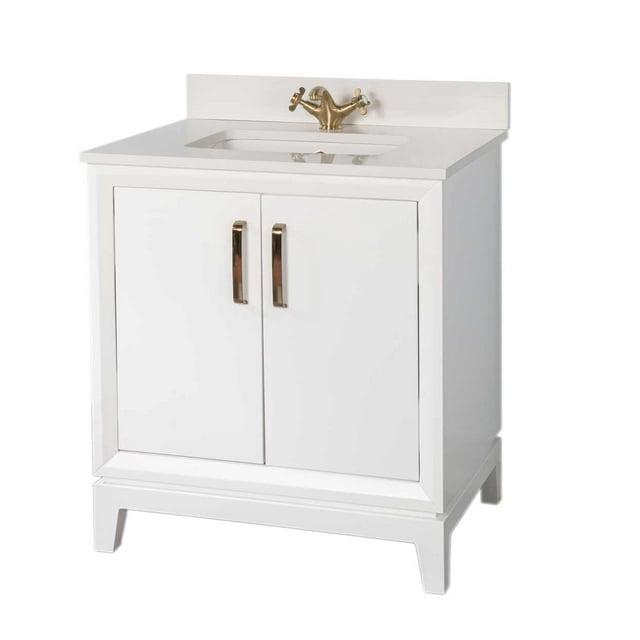 Adorn Vanity Fabia 30'' Free-standing Single Bathroom Vanity with Quartz Vanity Top & Mirror