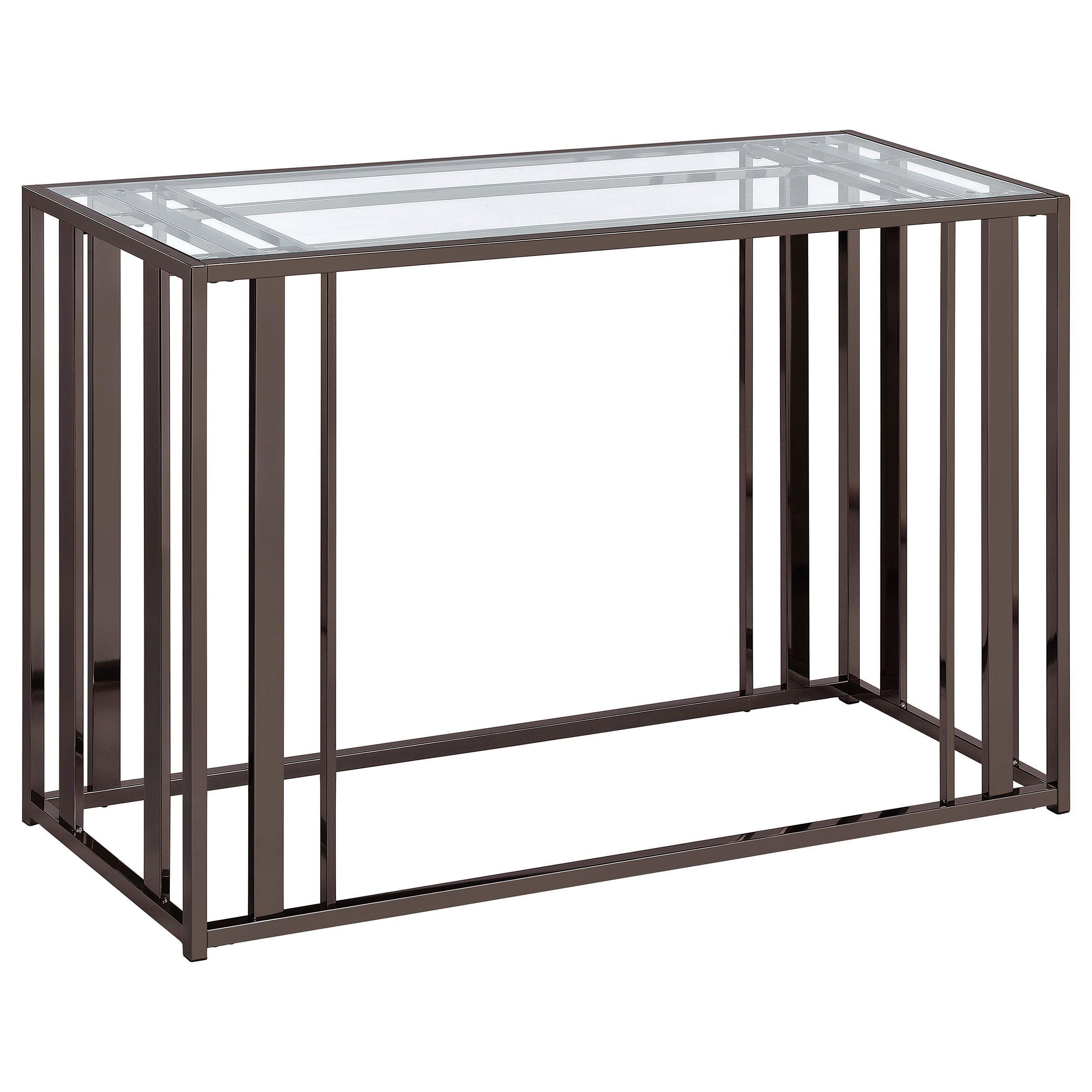 Adri Black Nickel Rectangular Glass Top Sofa Table