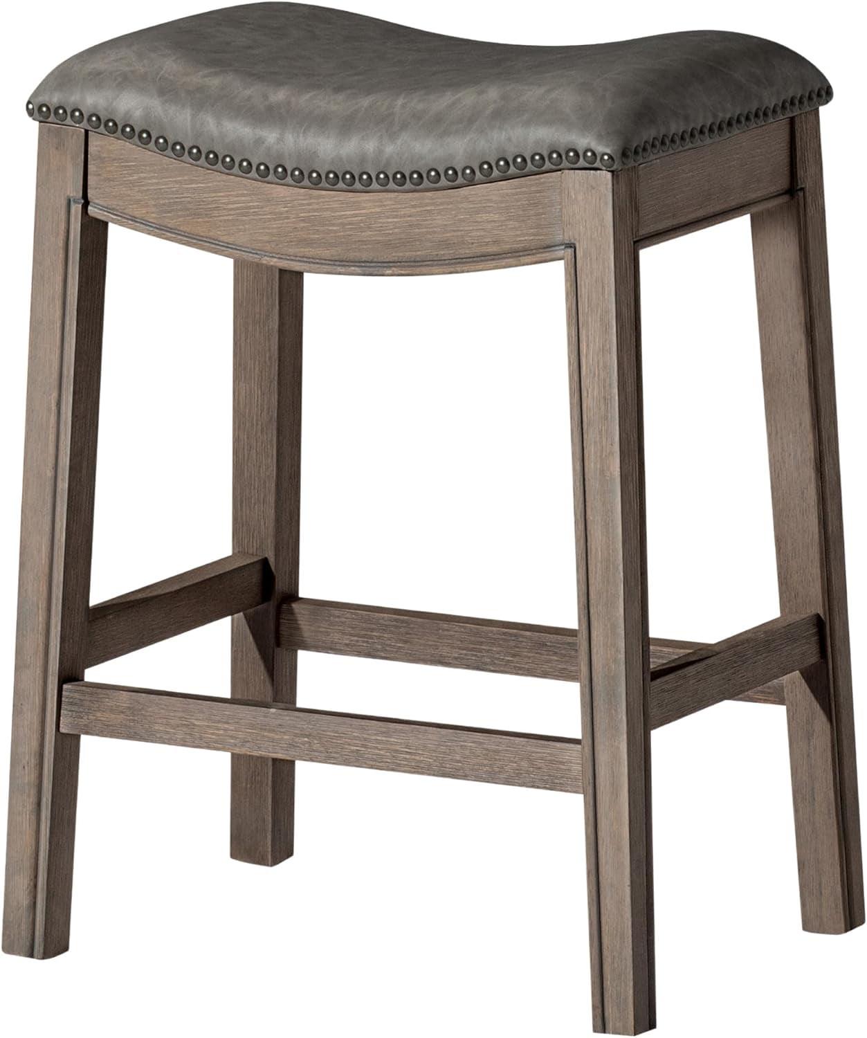 Maven Lane Adrien Saddle Barstool with Vegan Leather Upholstery