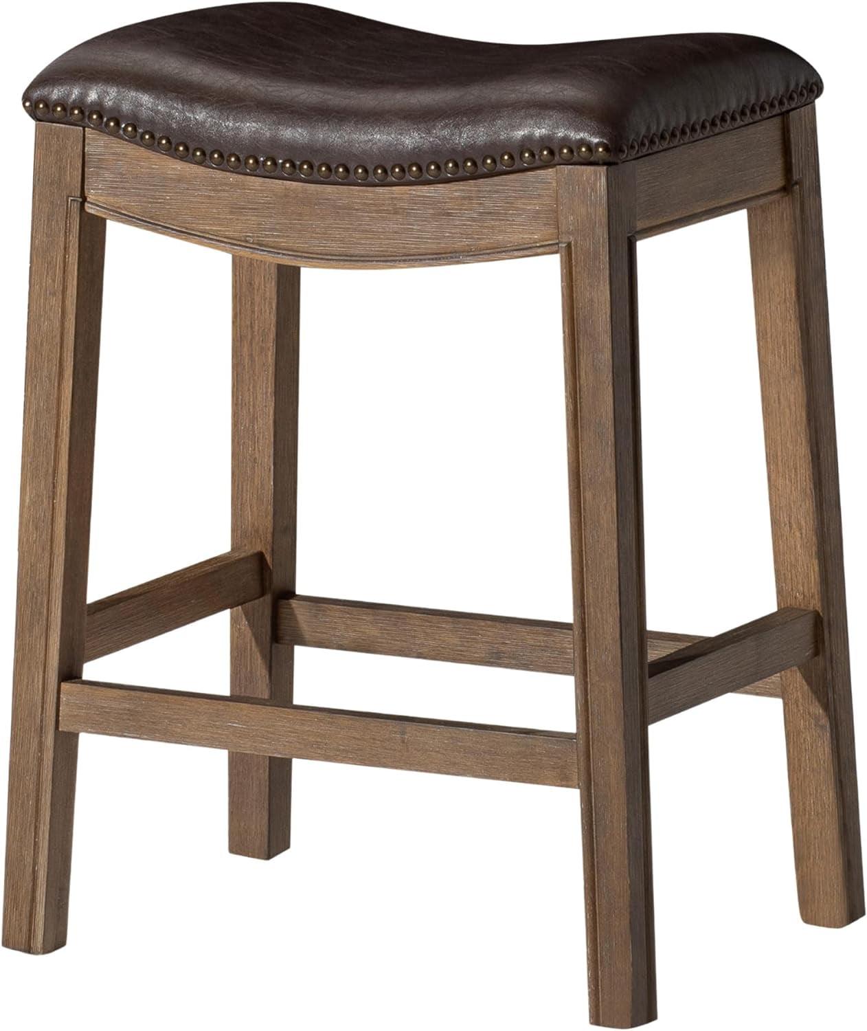 Maven Lane Adrien Saddle Barstool with Vegan Leather Upholstery