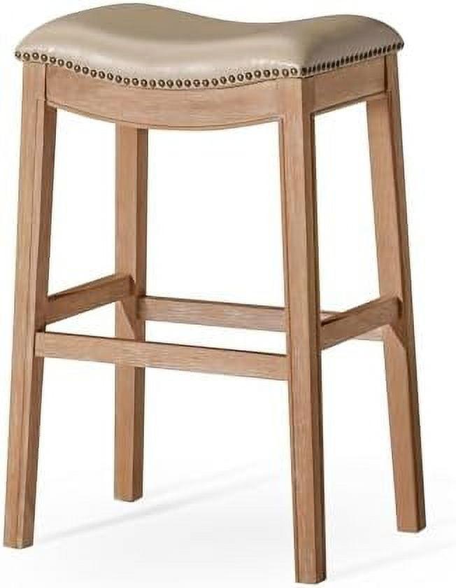 Maven Lane Adrien Saddle Barstool with Vegan Leather Upholstery