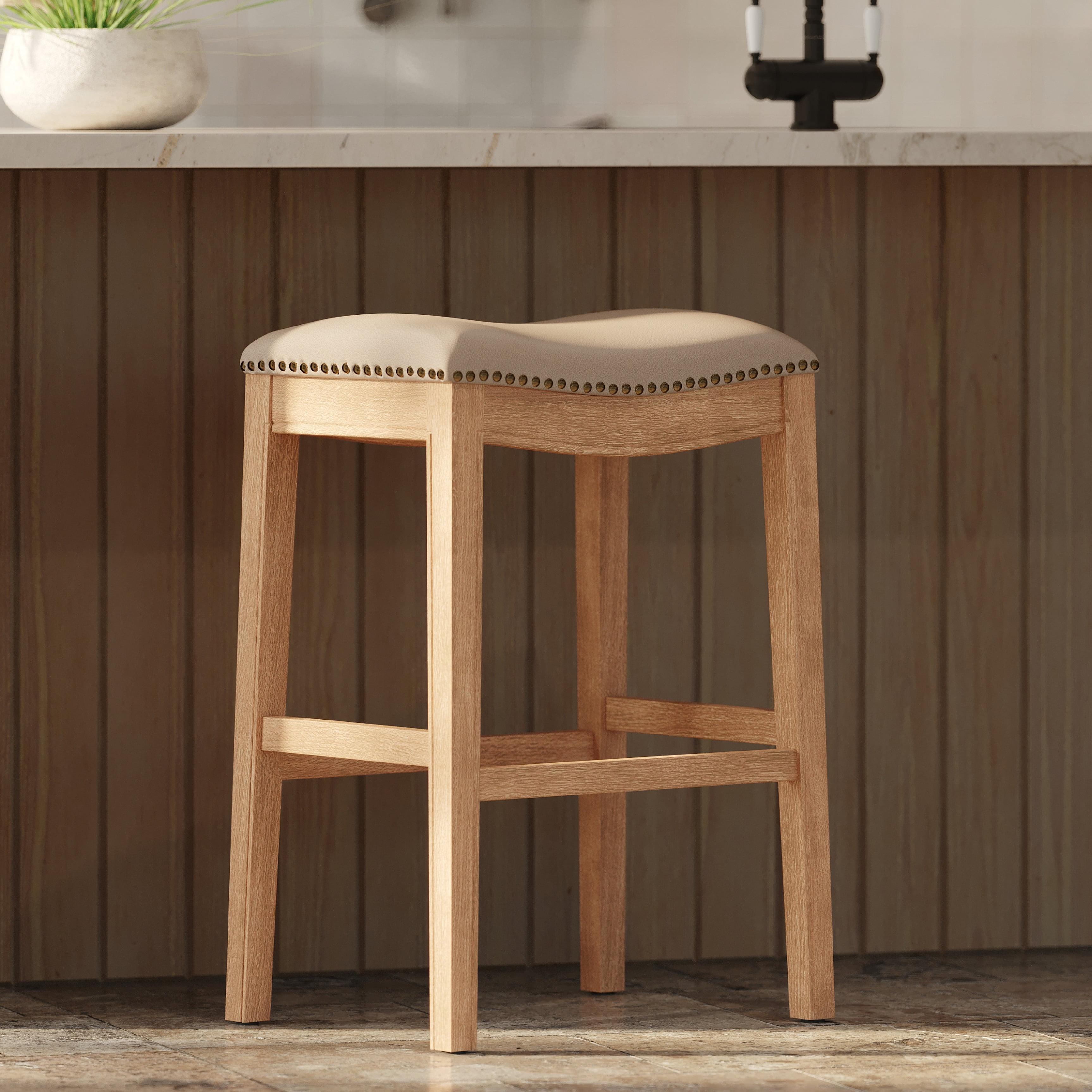 Maven Lane Maven Lane Adrien Backless Saddle Kitchen Stool with Fabric Upholstery