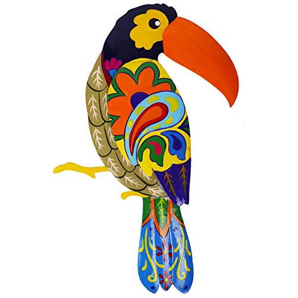 Vivid Colorful Metal Hornbill Wall Hanging Decor