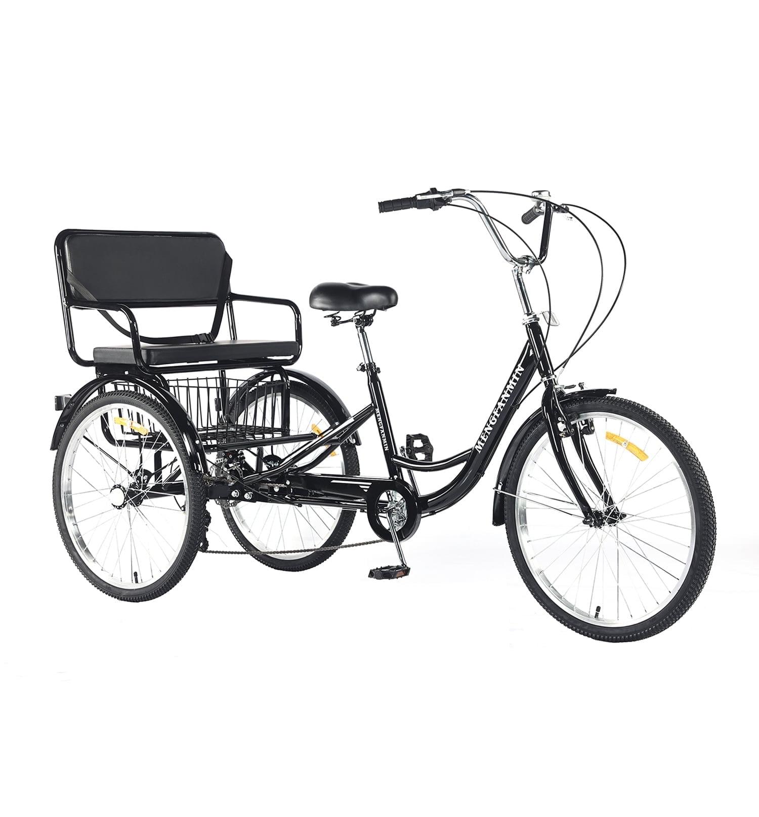 Adult Tricycle 7 Speed, 24 Inch 3 Wheel Bikes Extended Rear wheelbase Tricycle Wheel Bike w/Rear Basket for Women/Children Seniors Maximum Load 550lbs