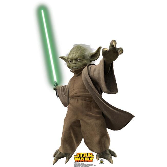 Life-Size Yoda Cardboard Stand-Up with Lightsaber